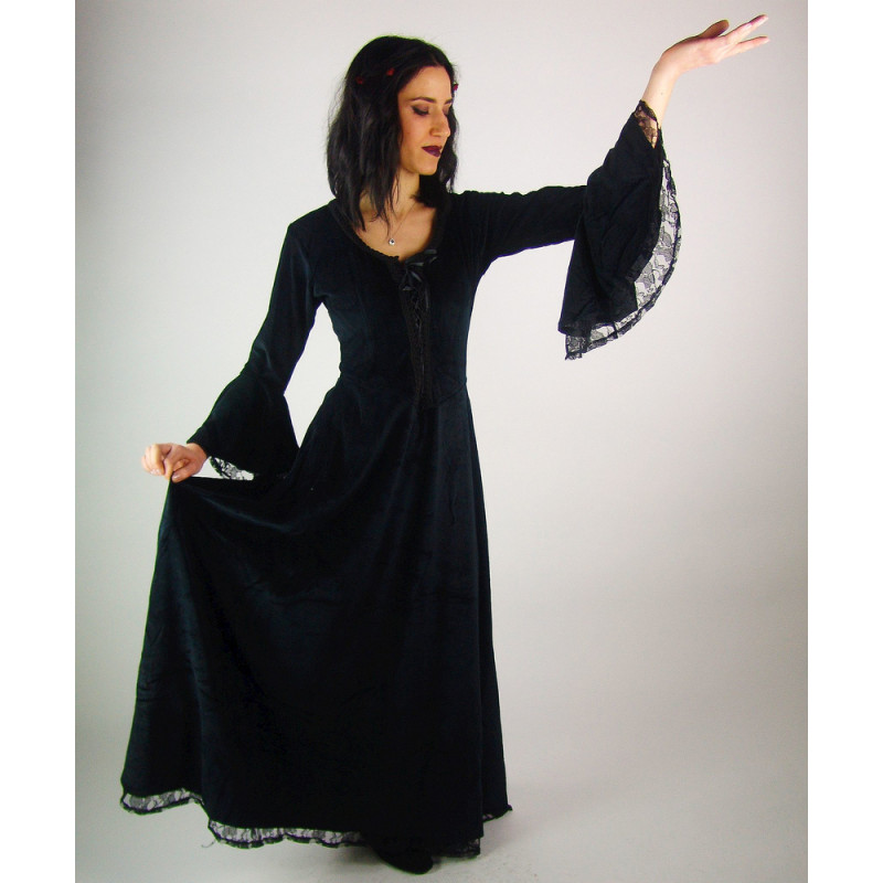 Robe m di vale en velours avec ourlet en dentelle